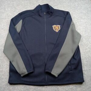 Chicago Bears Jacket Mens 2XL Navy Blue Gray NFL Football Full‎ Zip Waffle Knit